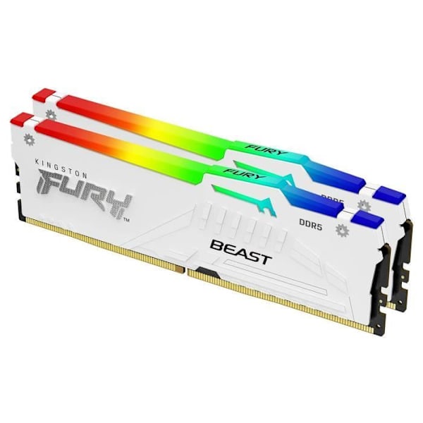 Kingston FURY Beast RGB 64 GB DDR5 5200 MHz CL36 RAM - Vit - Dual Channel Kit