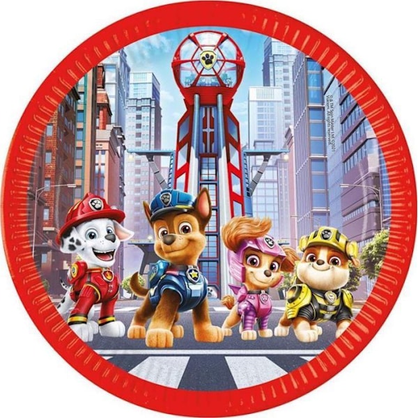 Procos - 93453 - FSC(R) Mix Set med 8 engångspappersplattor Paw Patrol The Movie Mönster Storlek 23 cm