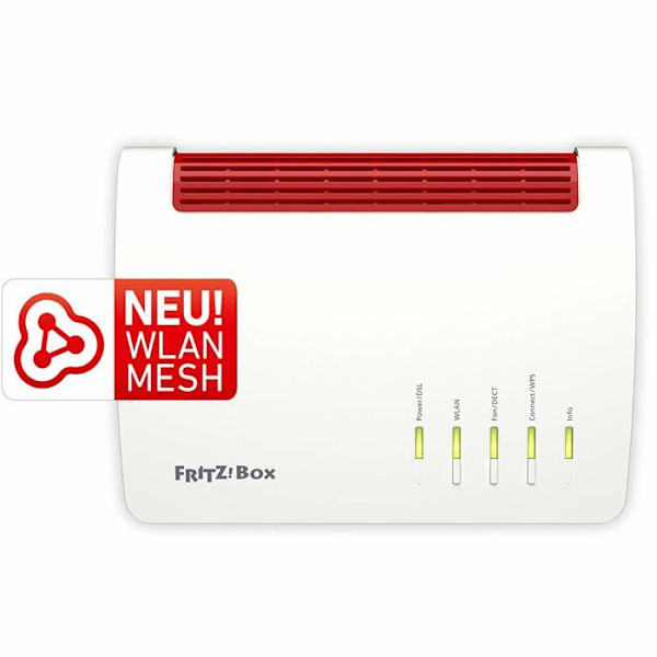 Avm - 20002784 - Fritz!Box 7590 Dual-Band Gigabit Ethernet trådlös router (2,4 GHz / 5 GHz) 3G 4G Grå, Röd, Vit
