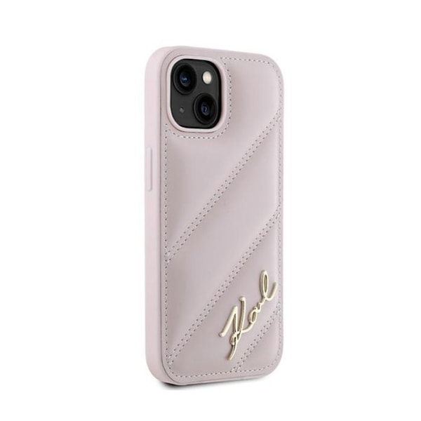 Karl Lagerfeld Diagonal Quilted Script - Fodral för iPhone 14/15/13 (Rosa) Rosa