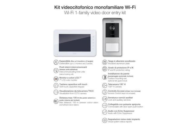 Interphone - Vimar - K42930 - Visiophone 7 tum - Fast kabelanslutning - IP54 IK07