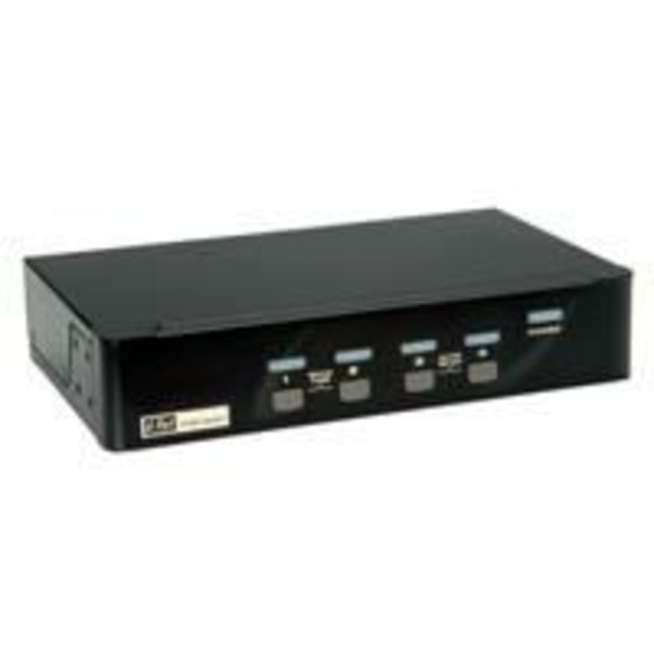 ROLINE KVM-switch, DP, USB, 4 portar, svart Svart