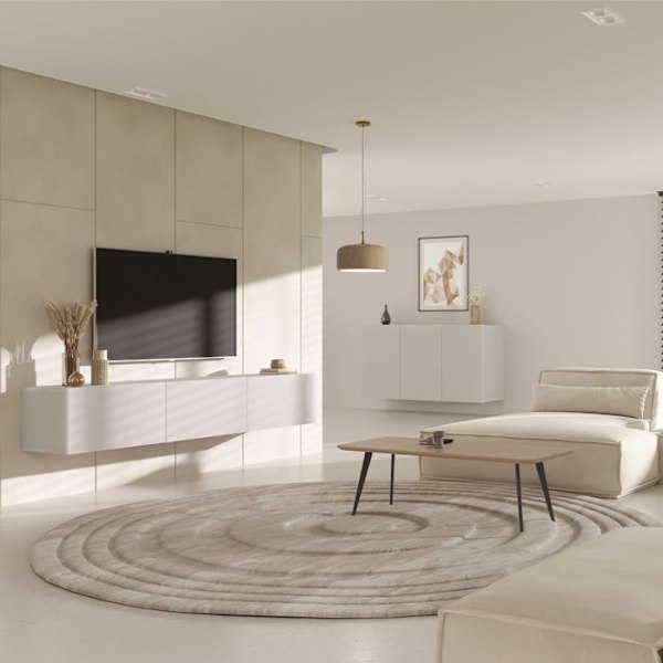 Upphängt TV-skåp 3 dörrar 180x35x29,6 cm vit - DALLYN Vit