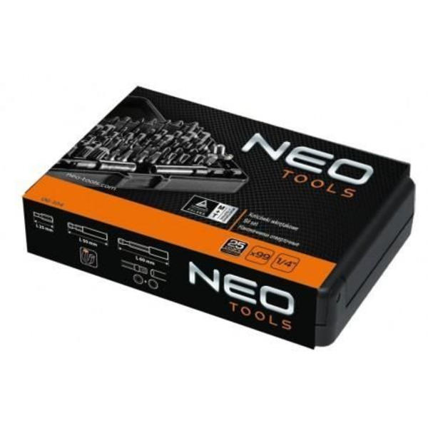 Skruvbitslåda - NEO TOOLS - 99 delar - 2 magnetiska bitshållare - Torx - 25 mm