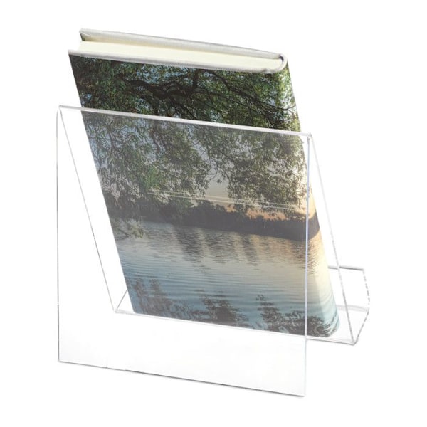 Relaxdays bokställ, A5 akryldisplay, robust, stora böcker, HxBxD: 15 x 15 x 11,5 cm, Transparent transparent