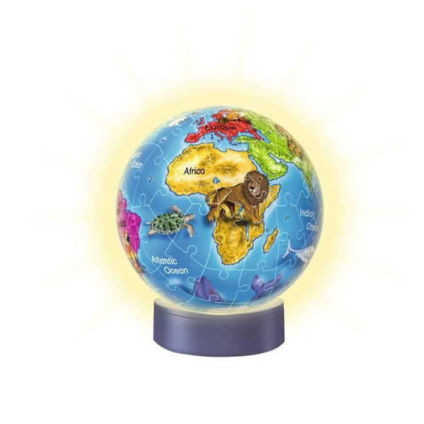 Ravensburger - 3D Globe World Map Pussel med LED - 72 bitar Blå