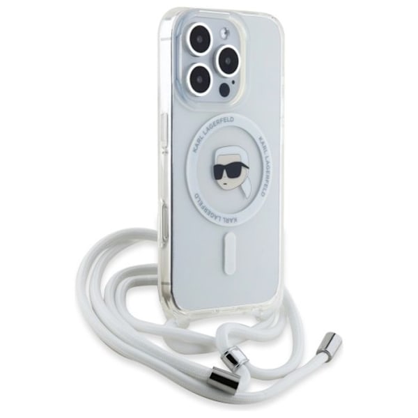 Étui Karl Lagerfeld Crossbody IML Karl Head MagSafe för iPhone 16 Pro Max (transparent)
