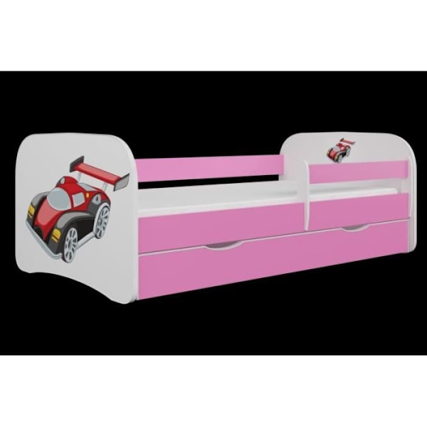 Kocot Kids Cot Babydreams racerbil rosa med madrasslåda 140/70 - 5903282029477
