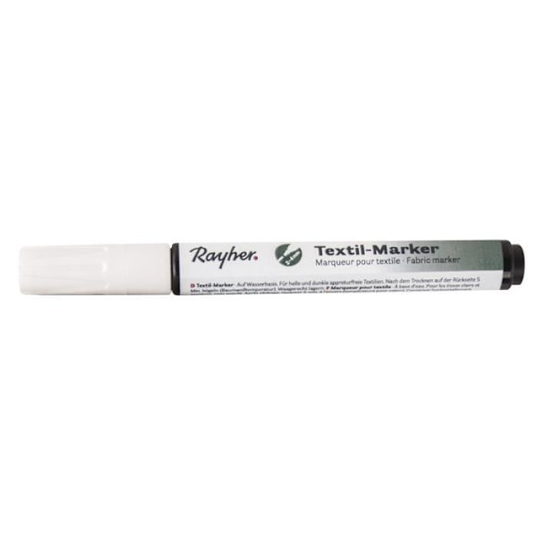 Täckande textilmarkör, vit, 2-4 mm rund spets, med ventil