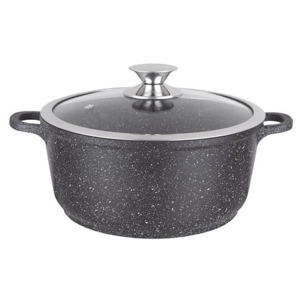 Kamberg - 16 cm holländsk ugn - Gjuten aluminium - Beläggning av stentyp - Glaslock - Alla värmekällor inklusive induktion Svart