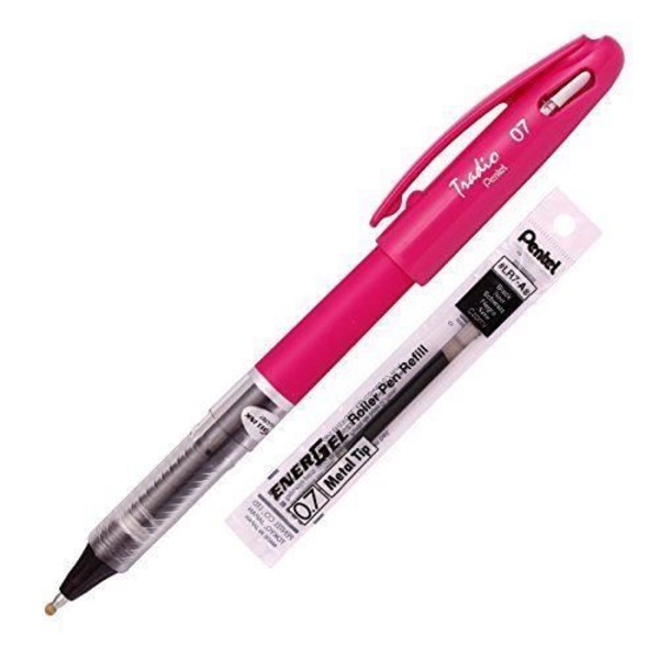 Pentel bl117F Rollerball penna 12st rosa body-svart bläck