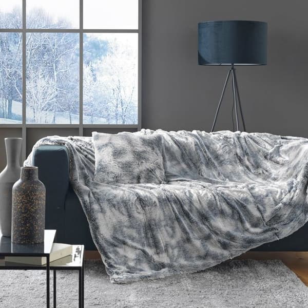 Pläd 180 x 220 cm imitationspäls – Antarktisk Grå Grå