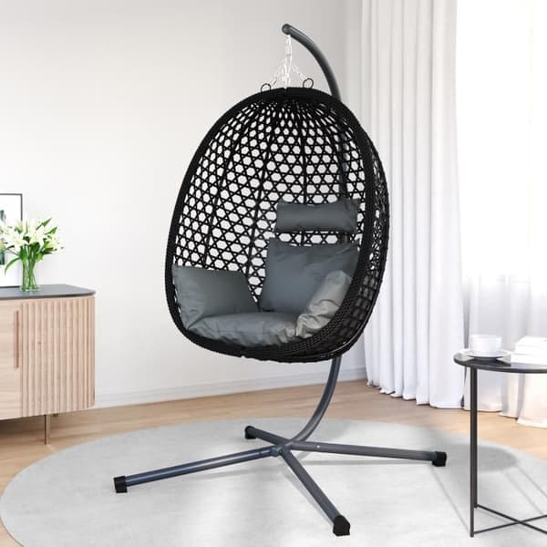 Hängande Äggstol med Stöd i Anthracite Poly Rattan