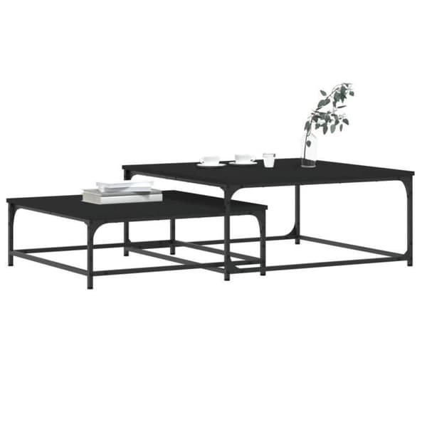vidaXL Häckande soffbord 2 st Black Engineered Wood 832818