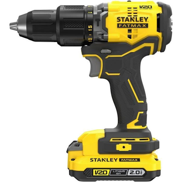 Borstlös slagborrskruvdragare 60 Nm - Litium 18V - 2 batterier 2Ah - STANLEY FATMAX V20 - SFMCD715D2K-QW Gul