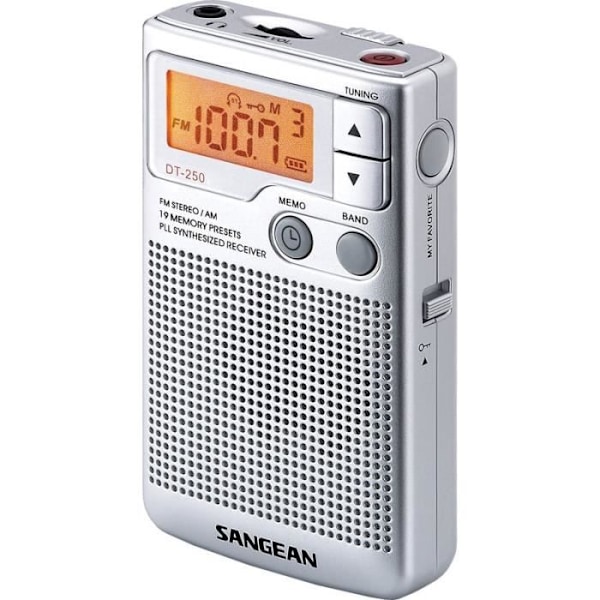 SANGEAN DT-250 Grå Bärbar Radio - AM/FM Digital Radio Tuner