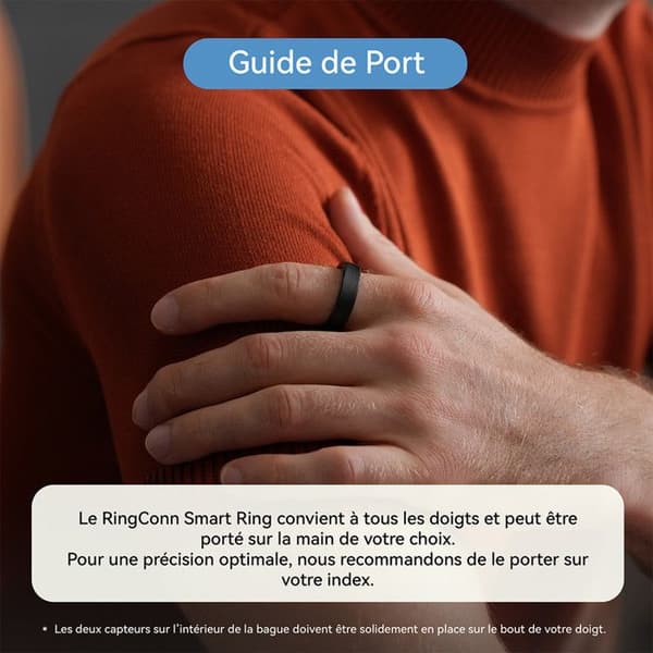 RingConn Gen 2 Smart Ring, Sömn Apné Spårning, 12 Dagar, Sömn, HR & Stress, iOS/Android (Silver, Storlek 14)