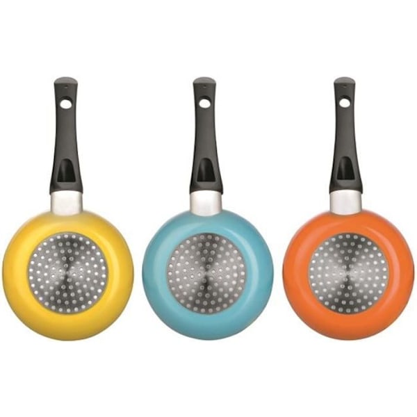 Mini Stekpanna - Indubasic - Aluminium - Non-stick - Diameter 14 cm - Orange färg Limegrön, blå, orange