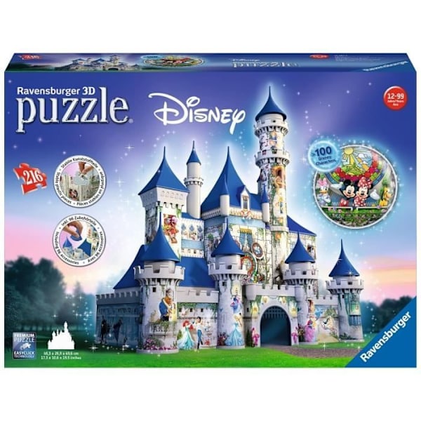 Disney Castle 3D-pussel - Ravensburger - 216 bitar - Inget lim - Från 12 år Flerfärgad
