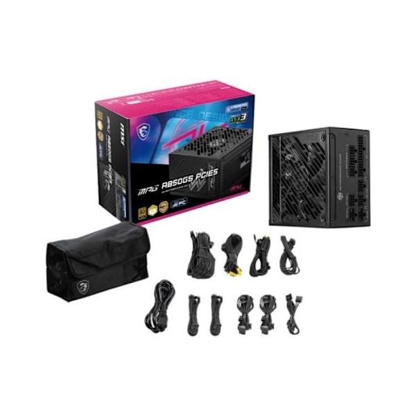 Strömförsörjning - MSI - MPG A850GS - 850 Watt - 100% modulär - Enligt moderna specifikationer