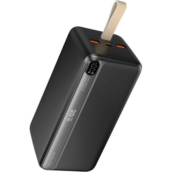 Batteri Extern - KrugerMatz - KM0908 - 40000 mAh - Snabbladdning 3.0 - USB Type-C, micro USB Svart