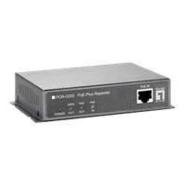 Relä - LEVELONE - POR-0200 - 1 PoE Ethernet-port - Gigabit Ethernet Svart