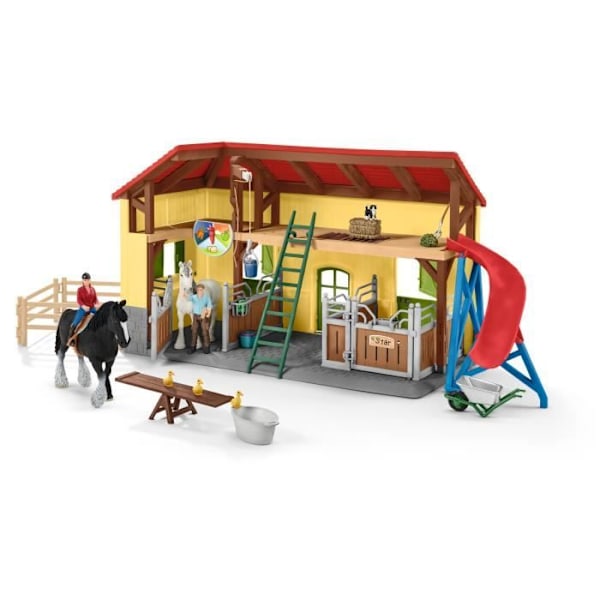 SCHLEICH stall - Farm World - 7 djur, 2 boxar för hästar och tillbehör Flerfärgad