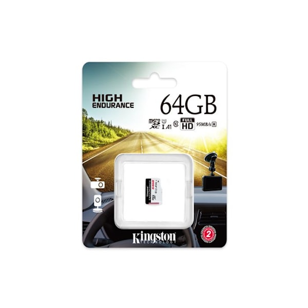 KINGSTON High Endurance microSDXC-kort - 64 GB - Klass 10/UHS-I (U1) - 95 MB/s Läs - 30 MB/sSpace Write