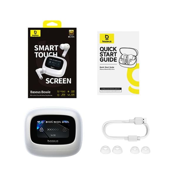 Bluetooth-hörlurar - BASEUS - Bowie M2s Ultra - ANC 52 dB - Bluetooth 5.4 - Vit Vit