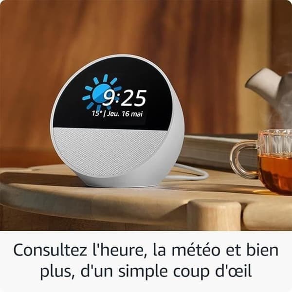 Smartradio - AMAZON - ECHO SPOT - Skärm 2,83" - Vit - Röstassistent Alexa