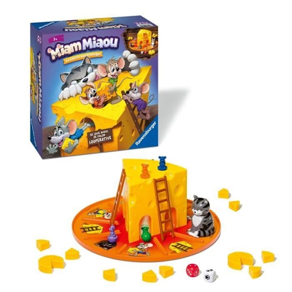 Brädspel - Ravensburger - Miam Miaou - Ostloppet - Barn 3 år - 2 till 4 spelare Flerfärgad