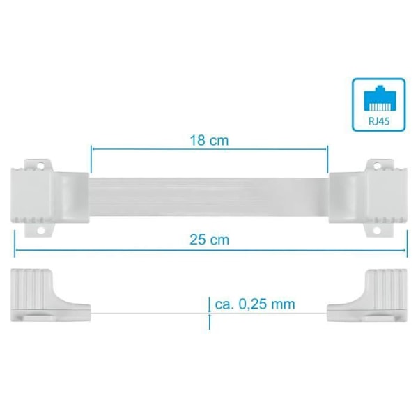 Ultratin 25 cm vitkabel RJ45 i vitt