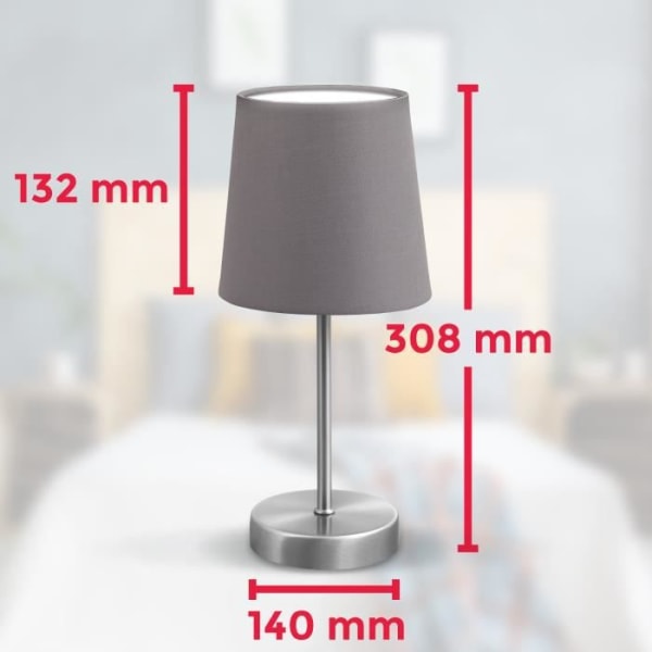 Bordslampa läslampa sänglampa accentlampa tyg grå E14 passande grå LED