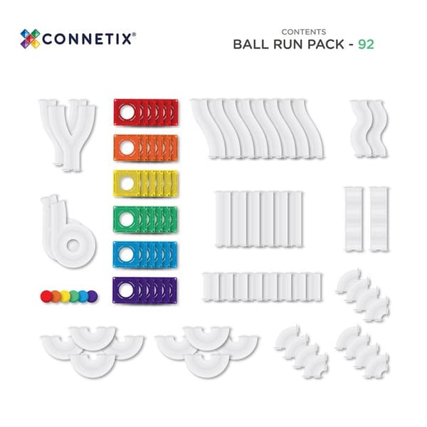 CONNETIX Byggnadsplattor Magnetiska Regnbåge Balle Kurs Paket, 92 Stycken Regnbåge