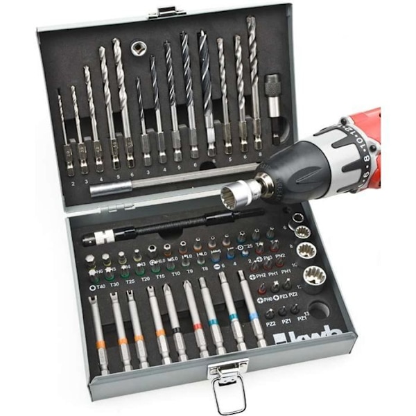 MAX BOX 67-delad låda för KWB sladdlösa maskiner - Bits and drills case Grå