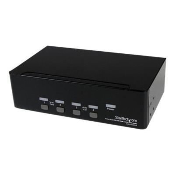 STARTECH USB KVM-switch - 2 DVI-skärmar - För 4 datorer med ljud Svart