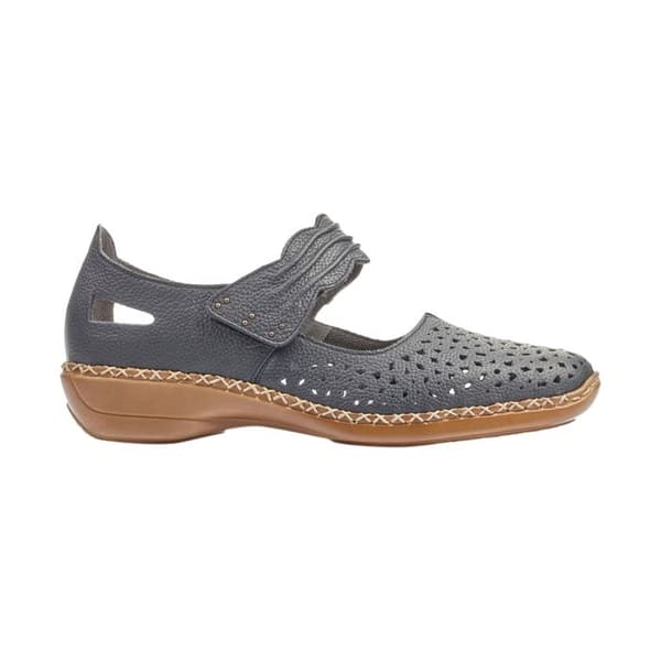 Sandaler - RIEKER - 41399-14 - Läder - Blå - Platt Klack Blå 38