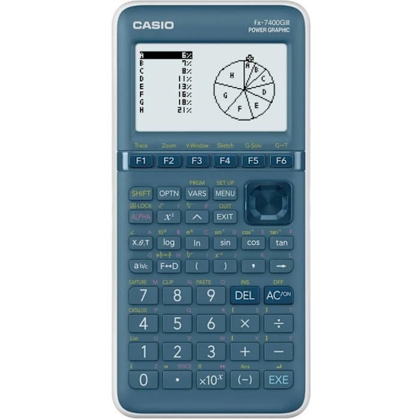 Casio FX-7400GIII Grafräknare cyan Display: 21 batteridriven (B x H x D) 87,5 x 21,3 x 180,5 mm