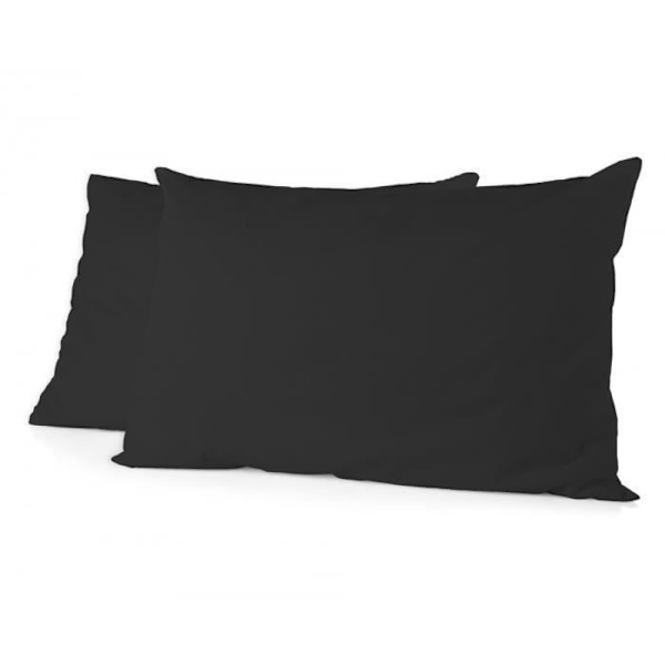 Set med 2 rektangulära örngott 100% bomull - Svart - 50x70 cm Svart
