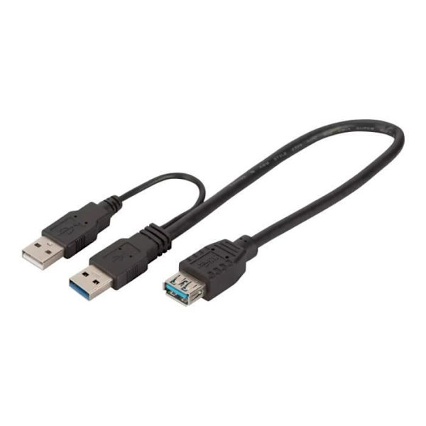 DIGITUS USB-kabel - USB Typ A (M) till USB Typ A (F) - USB 3.0 - 30 cm - Svart