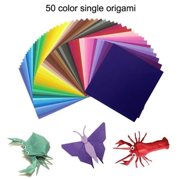 200 ark origamipappersset 2 storlekar, 50 ljusa färger enkelsidigt hantverk, 100 set Wiggle Eyes