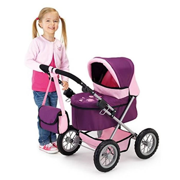 Dockvagnsvagn - Trendig - 68 cm - Justerbar - Plommon - För dockor upp till 46 cm Plommon