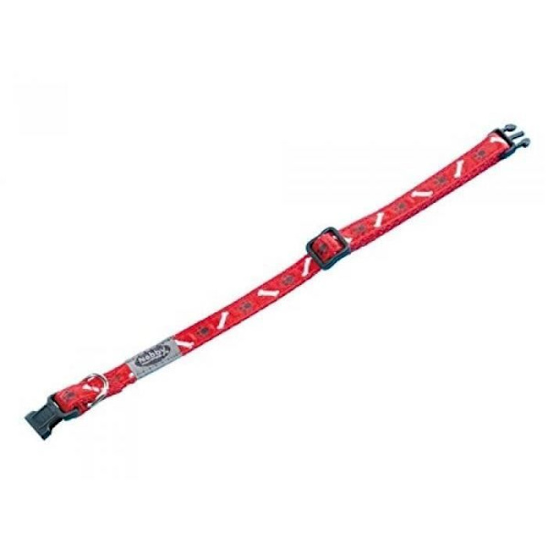 NOBBY NYLONHALGE FÖR HUNDTASSER OCH BENMÖNSTER RÖTT 10 MM X 20-35 CM