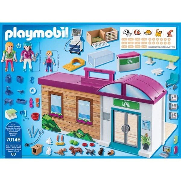 PLAYMOBIL - City Life - Transportabel veterinärklinik - 3 tecken - 2 hundar -