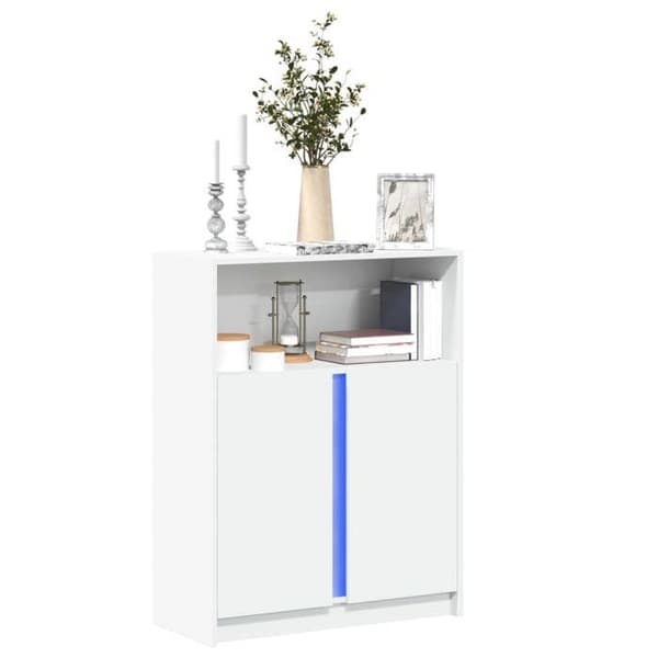 vidaXL Buffé med LED vit 77x34x100 cm ingenjörsträ 852145