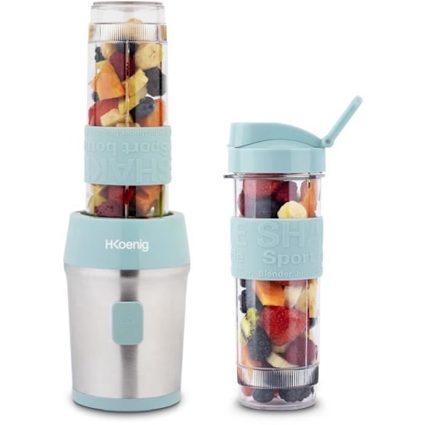 Minimixer - SMOO16 - 300 W - 570 mL - Pastellblå - 2 vattenflaskor ingår Pastellblått, grått och transparent