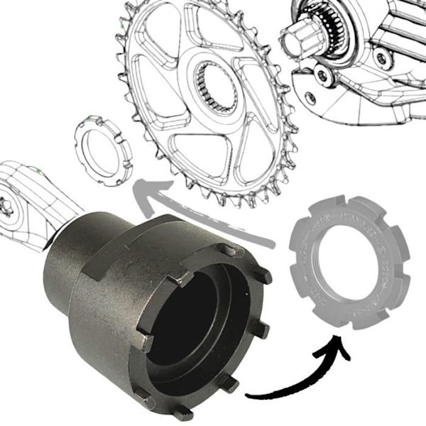 Verktyg Unior Ebike Cykellåsring Spider Service Mutter för Ebike Brose Motor Drive S/Mag, Svart