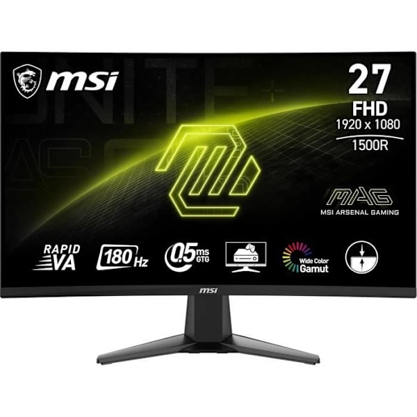 Kurvad spelskärm - MSI - MAG 27C6F - 27 tum - FHD 1920x1080 - 180 Hz 0,5ms GtG