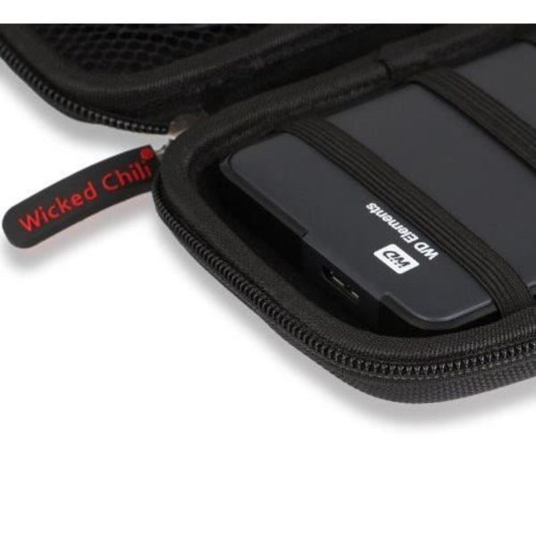 Wicked Chili Hard Case för extern hårddisk och SSD Stötsäker 2,5" Max. 12,7 x 8,2 x 4 cm med kabelfack
