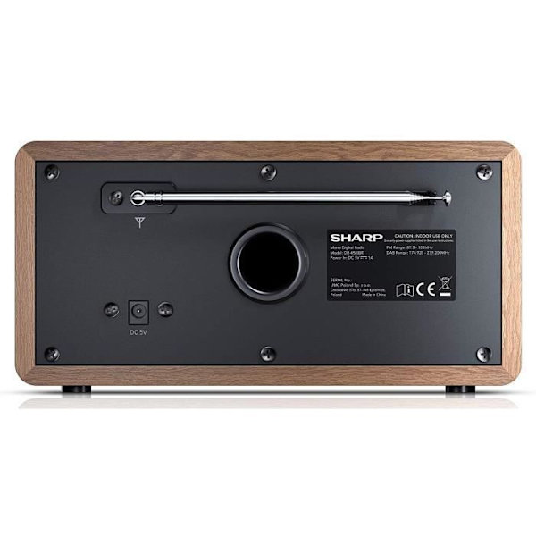 Bärbar digitalradio - SHARP - DR-450BR - Bluetooth 4.2 - Dab/Dab+/FM - Mörkt trä Brunt trä